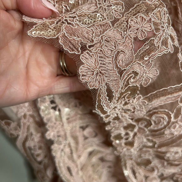 NWT Tadashi Shoji Bridal Kura Metallic A-Line Dress Blush Pink Fit Flare 18 - Picture 6 of 12